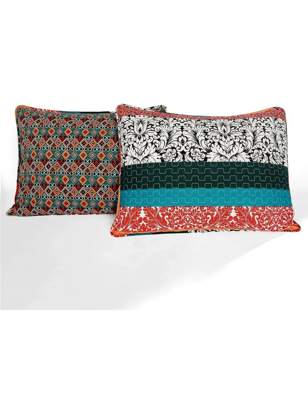 Lush Decor Boho Stripe Reversible Cotton Quilt Set - Bold Colorful Bohemian Bed